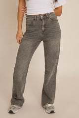 Dark Grey Stretch Straight Leg Jeans - Scarlett