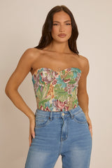 Stone Floral Tapestry Corset Top - Fallon