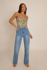 Stone Floral Tapestry Corset Top - Fallon