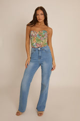 Stone Floral Tapestry Corset Top - Fallon