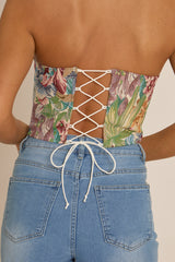 Stone Floral Tapestry Corset Top - Fallon