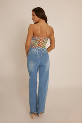 Stone Floral Tapestry Corset Top - Fallon