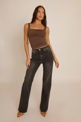 Chocolate Draped Square Neck Top - Marci