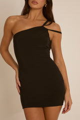 Black One Shoulder Strap Mini Dress - Shelby