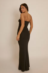 Black Bead Trim Bandeau Maxi Dress - Steph
