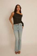 Black Asymmetric Sleeve Top - Christa