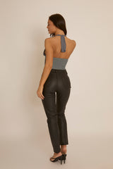 Grey Halter Corset Cropped Top - River