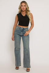 Black Drape Front Cowl Top - Jaime