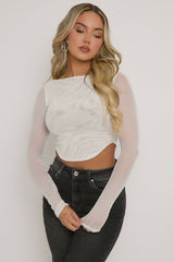 White Semi Sheer Mesh Top - Rosaleen