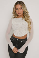 White Semi Sheer Mesh Top - Rosaleen