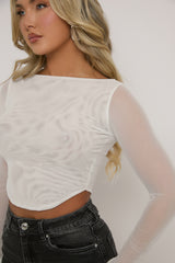 White Semi Sheer Mesh Top - Rosaleen