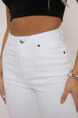 White Stretch Frayed Hem Straight Leg Jeans - Scarlett