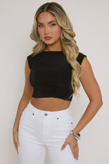 Black Open Back Crop Top - Iona