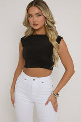 Black Open Back Crop Top - Iona