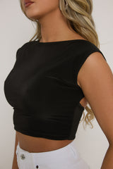Black Open Back Crop Top - Iona