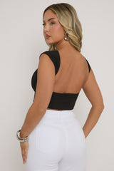 Black Open Back Crop Top - Iona
