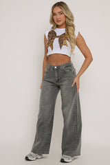 White Shoulder Pad Leopard Bow Tshirt - Marsha