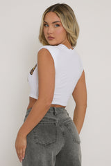 White Shoulder Pad Leopard Bow Tshirt - Marsha