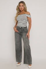 Black Stripe Bardot Top - Paris