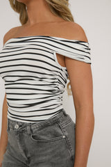 Black Stripe Bardot Top - Paris