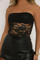 Black Lace Bandeau Top - Jeanie