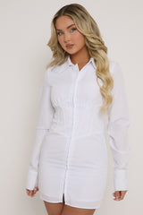 White Corset Shirt Dress - Cosima