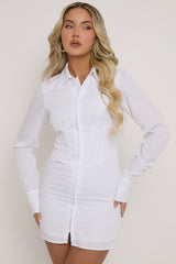 White Corset Shirt Dress - Cosima