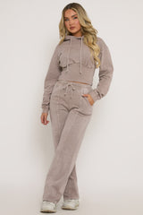Dove Grey Washed Cinched Waist Hoody and Joggers Loungewear Co-ord Set - Destiny