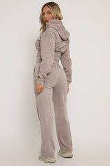 Dove Grey Washed Cinched Waist Hoody and Joggers Loungewear Co-ord Set - Destiny