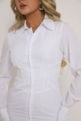 White Corset Shirt Dress - Cosima