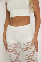 White Lace Kick Flare Trousers - Antonella