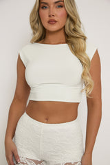 White Open Back Crop Top - Iona