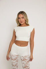 White Open Back Crop Top - Iona