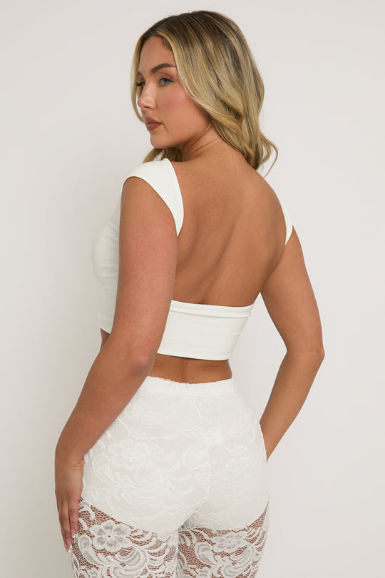 White Open Back Crop Top - Iona