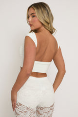 White Open Back Crop Top - Iona