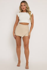 Stone Faux Leather Wrap Skort - Julianne