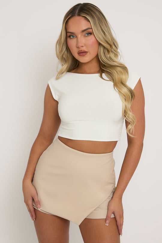 Stone Faux Leather Wrap Skort - Julianne