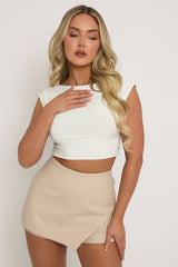 Stone Faux Leather Wrap Skort - Julianne