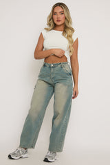 Washed Blue Stretch Balloon Jeans - Tabitha