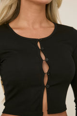 Black Button Front Rib Top and Maxi Skirt Co-ords - Kodi