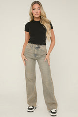 Acid Grey Stretch Straight Leg Jeans - Scarlett
