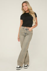 Acid Grey Stretch Straight Leg Jeans - Scarlett