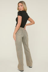 Acid Grey Stretch Straight Leg Jeans - Scarlett