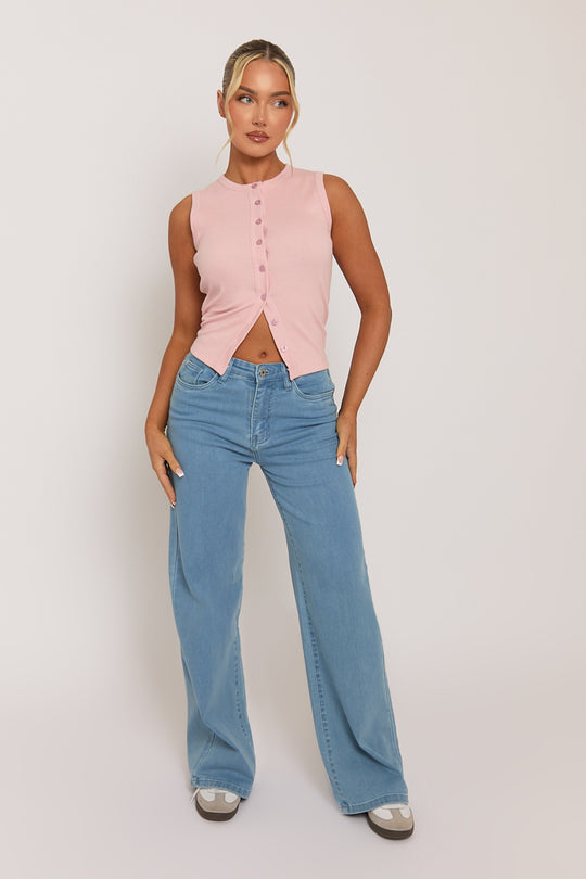 Light Blue Wide Leg Jeans - Selah