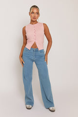 Light Blue Wide Leg Jeans - Selah