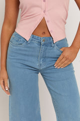 Light Blue Wide Leg Jeans - Selah