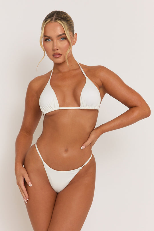 White Ribbed Basic Triangle Bikini - Vitalia