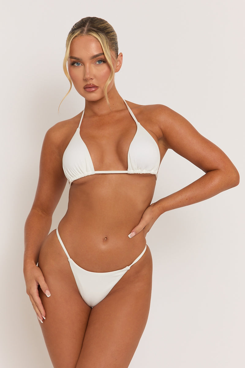 White Ribbed Basic Triangle Bikini - Vitalia
