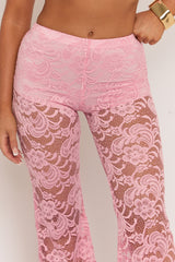 Pink Lace Kick Flare Trousers - Antonella
