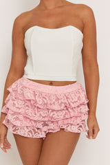 Pink Lace Tiered Skort - Gianna